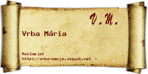 Vrba Mária névjegykártya